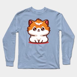 cute kawaii cat cartoon Long Sleeve T-Shirt